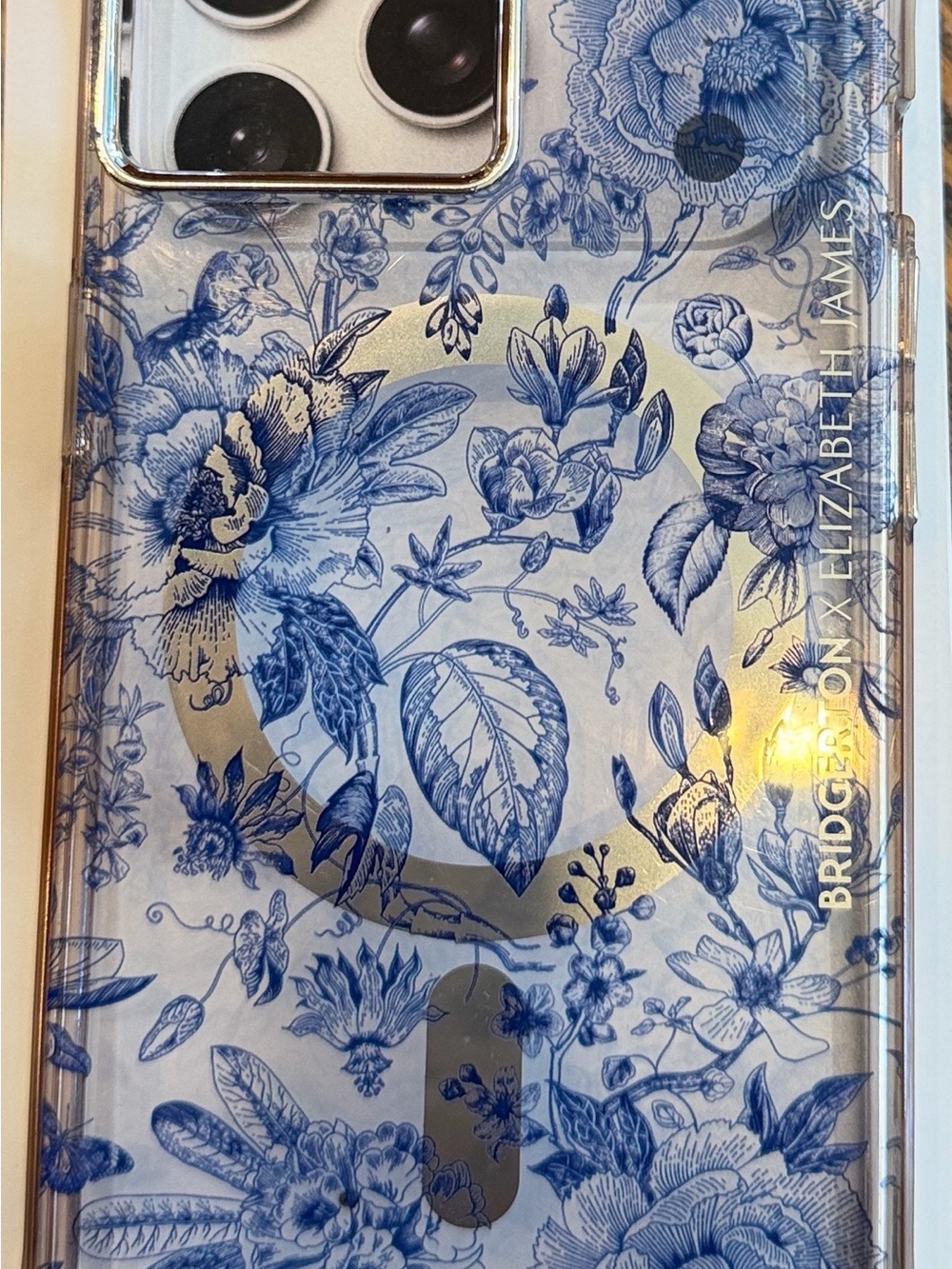 Clear Floral Blue Bridgerton X Elizabeth James Phone Case with Ring - Brand: